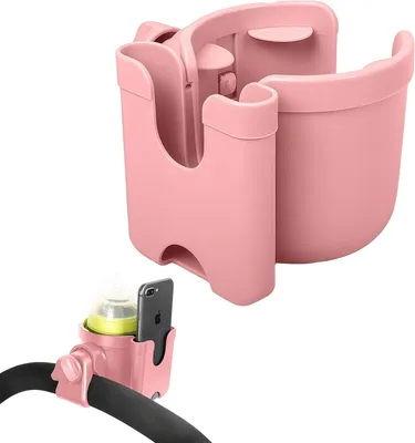 Obrázek produktu pro Univerzální držák na pití pro kočárky 2 v 1, pouzdro na telefon, 360stupňové otáčení, růžová barva, cestovní příslušenství