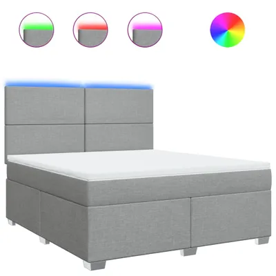 Produktbild von Boxspringbett mit Matratze Hellgrau 180x200 cm Stoff