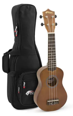 Immagine prodotto di TIGER UKE12-NT-PD Ukulele soprano in legno naturale, con custodia imbottita – Kit per principianti, ideale per le scuole
