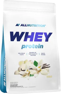 Productafbeelding van ALLNUTRITION Whey Protein 908 g, vanille. Whey proteïne / Snel absorberend, instant whey proteïne met een hoog gehalte aan BCAA en een uitstekende smaak