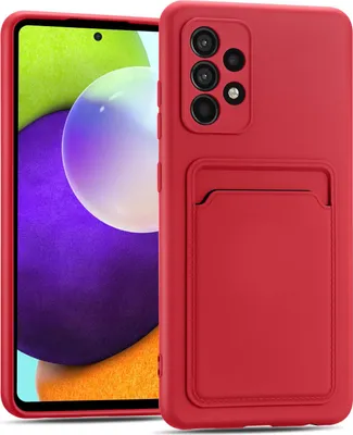 Produktbild von Handyhülle für Samsung Galaxy A23 5G Hülle Silikon Schutzhülle mit Kartenfach Slim Wallet Case, Rot