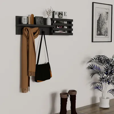 Produktbild von Skye Decor, Huso - Anthracite, Hallenstand, Anthrazit, 100 % MASSIVES HOLZ, 80 x 11 x 20 cm