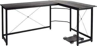 Zdjęcie produktu dla Biurko narożne w kształcie litery L - 167 cm - Do domowego biura, gier i biura - Ciemnoszary - Z miejscem na komputer i laptopa