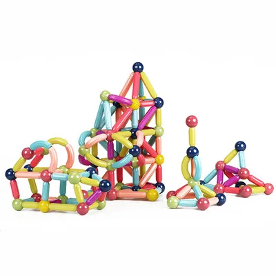 Produktbild von DIY Magnetische Bausteine Set Kinder Frühes Lernen Bauspielzeug Magnet Sticks Bälle Montagespiel für Kinder