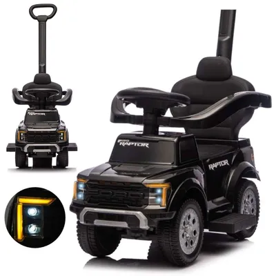 Produktbild von Milly Mally Ford F-150 3-in-1 Kinderfahrzeug, Schwarz – mit Führungsstange