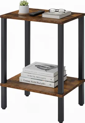 Produktbild von Relaxdays Beistelltisch, 2 Ablagen, Industrial Design, HxBxT: 55x38x30 cm, Wohnzimmer, eckiger Couchtisch, braun/schwarz