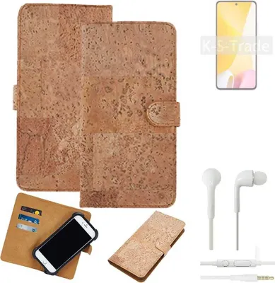 Produktbild von K-S-Trade Hülle kompatibel mit Xiaomi 12 Lite + in ear Kopfhörer Kork Handyhülle Cover  Schutzhülle TPU Case Bumper in Hellbraun, (1x)