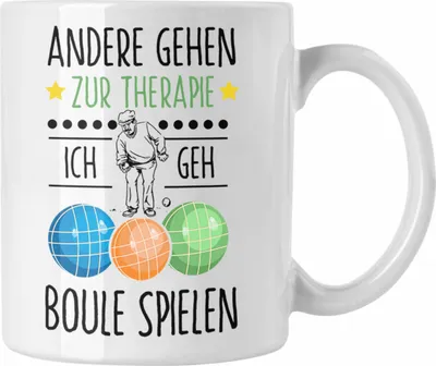Produktbild von Trendation - Boule Tasse Geschenk Boule-Spieler Geschenkidee Spruch Andere Gehen Zur Therapie Ich Geh Boule Spielen (Weiß)