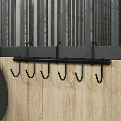 Produktbild von vidaXL Trensenhalter mit 9 Drehhaken Schwarz Stahl