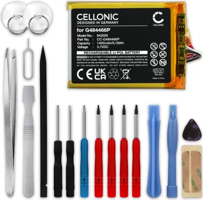 Produktbild von CELLONIC 1x Akku für Navigation Kompatibel mit Polar V650, G484466P - (1400mAh , 3.7V) + Werkzeug-Set 17tlg