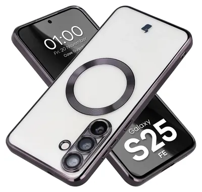 Produktbild von Handyhülle mit Kameraschutz und Magnetring für Galaxy S25 FE, Bizon Case GuardO, Transparent-Schwarz
