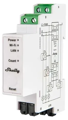 Obrázok produktu pre Shelly · Hutschiene·""Pro 3EM 120A v2""· Stromzähler· inkl. 3x Klemmen·