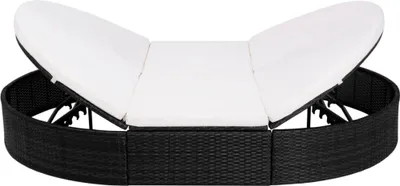 Produktbild von vidaXL Outdoor-Loungebett mit Kissen Poly Rattan Schwarz