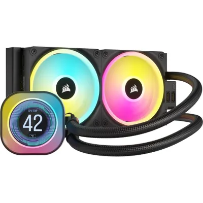 Produktbild von Corsair iCUE Link LCD H100i RGB - Prozessor-Flüssigkeitskühlsystem - Kühlergröße: 240 mm - (für: LGA1156, LGA1155, LGA1150, LGA1151, AM4, LGA1200, LGA1700, AM5)