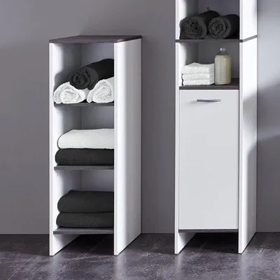 Image de Étagère de salle de bain, meuble de rangement, accessoires, blanc