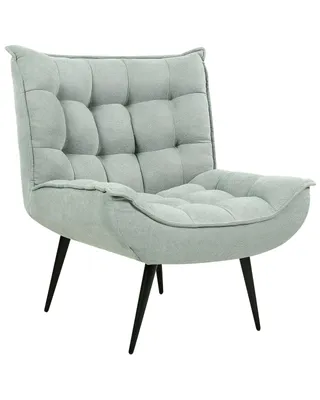 Produktbild von BELIANI Sessel Mintgrün Stoff mit Schwarzen Metallbeinen Dicker Polsterung ohne Armlehnen Modern Wohnzimmer Schlafzimmer Flur Ausstattung Sitzmöbel