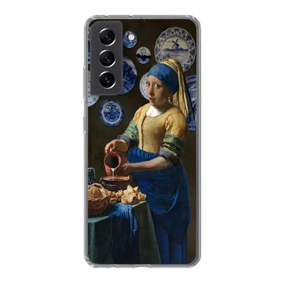 Produktbild von MuchoWow® Handyhülle Schutzhülle Hülle für Samsung Galaxy S21 FE Milchmädchen - Das Mädchen mit dem Perlenohrring - Vermeer Silikon Softcase Handy Hülle - Mobiltelefonhülle