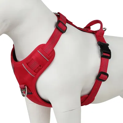 Image de Harnais anti-traction pour chien, réfléchissant et réglable, rouge, taille XS