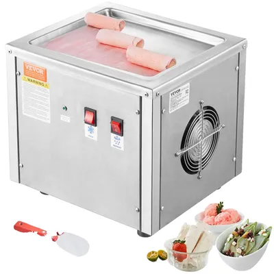 Zdjęcie produktu dla Maszyna VEVOR do smażenia lodów w głębokim tłuszczu, patelnia 28 x 24 x 2 cm do smażenia lodów w głębokim tłuszczu, maszyna do lodów z kompresorem i 2 skrobakami, do produkcji lodów, mrożonego jogurtu i lodów w rolkach