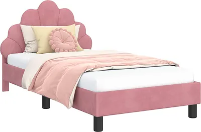 Obrázek produktu pro vidaXL Dětský rám postele s čelem růžový 80 x 160 cm sametový