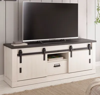 Produktbild von TV-Lowboard "Stove" in weiß Pinie TV Unterschrank 162 cm mit Komforthöhe und Soft-Close