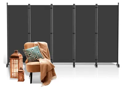 Produktbild von Paravent für den Außenbereich, Raumteiler auf Rollen 5-teilig 284x181 cm, wetterfester Paravent für Außen und Büro - Anthrazit