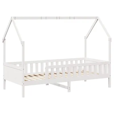 Produktbild von Kinderbett Hausbett Weiß 90x200 cm Massivholz Kiefer