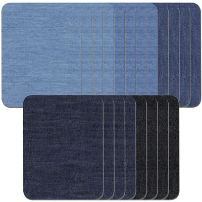 Strickbare Jeans-Patches, 5 Farben, 9,5x12,5 cm, selbstklebend