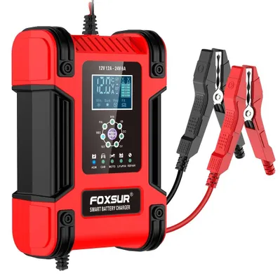 Obrázok produktu pre Nabíjačka autobatérií, 12V, s inteligentným nabíjaním v 7 krokoch, červená