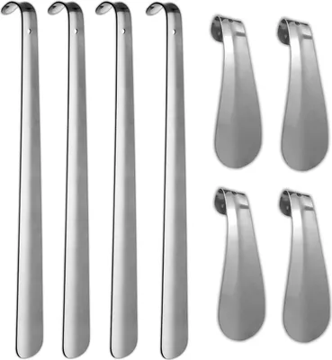 Produktbild von 8er Set Schuhlöffel 51,5 & 15 cm Metall | Schuh Anziehhilfe | Schuhanzieher