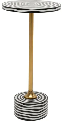 Obrázok produktu pre Kare Design, príkonový stolík Domero Swirl, čierno-biely, priemer 25 cm, okrúhly, model C