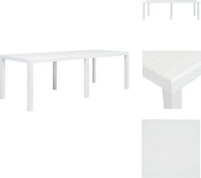 Produktbild von vidaXL Gartentisch Weiß 220 x 90 x 72 cm Kunststoff Rattan-Optik -  Gartentische