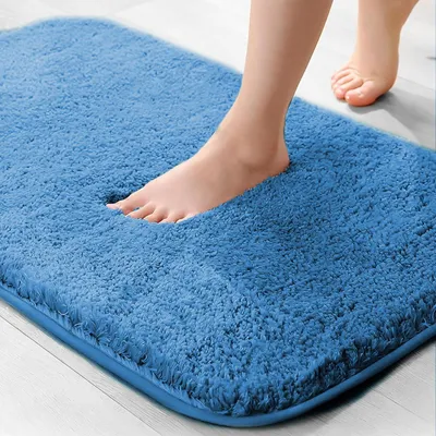 Produktbild von Badvorleger Mikrofaser 2 cm super saugfähig 40 x 60 cm blau rutschfest waschbar