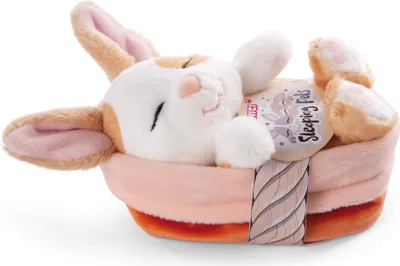 Produktbild von Kuscheltier Sleeping Pets Hase karamell gepunktet 12cm im Körbchen