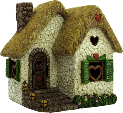 Productafbeelding van Sprookjes huisje - Miniature woning - Tuin decoratie - Deur opent wijd - 18cm hoog - Multicolor