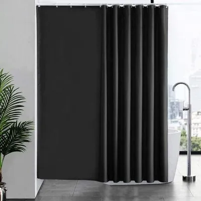 Produktbild von Duschvorhang 240x180cm mit 16 Haken, verbreitert und beschwert, schimmelresistent, dunkelgrau, wasserdicht, gro?er Badvorhang, Polyestergewebe, antibakteriell, maschinenwaschbar.