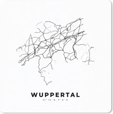 Produktbild von MuchoWow® Mauspad Mousepad Stadtplan - Deutschland - Schwarz-weiß - Wuppertal - Karte 30x30 cm - Mousepads - Maus Mat - Pad - Mausunterlage - Gaming