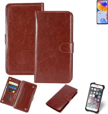 Produktbild von K-S-Trade 360° Hülle kompatibel mit Xiaomi Redmi Note 11 Pro 5G Global braun Kunstleder Case BookCase WalletCase Kunstlederederhülle Handyhülle,