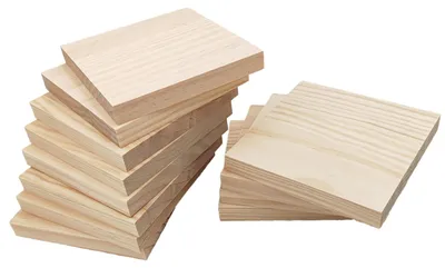 Produktbild von Set von 12 Unbehandelten Holzblöcken 12x12x1.5 cm – Kiefernholz für Basteln & Dekoration