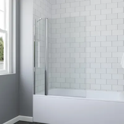 Produktbild von AQUABATOS 99x140 cm Badewannenfaltwand 6mm klares Glas Duschwand Badewannenaufsatz