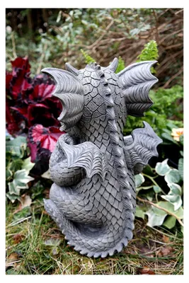 Produktbild von Gartenfigur Drache Frecher Denker 25 cm - Fantasy Deko Statue