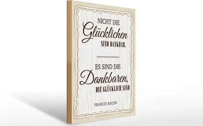 Produktbild von Holzschild Es sind die Dankbaren die glücklich sind, 40x30 cm, Holzschilder Spruch Glück Weisheit