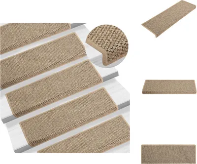 Obrázek produktu pro vidaXL Samolepicí rohože na schody Sisal 15 ks 65x21x4cm Tmavě béžová - Rohože na schody