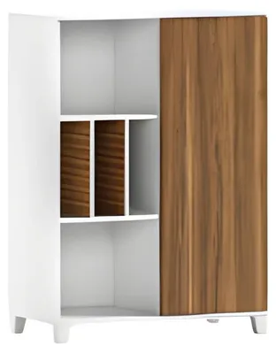 Immagine prodotto di Armadio moderno in legno e bianco con eleganti scomparti e ante a giorno