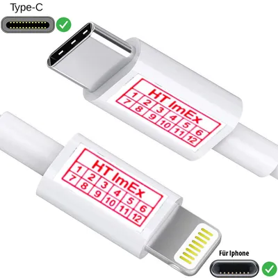Produktbild von USB?C to  8 pin iPhone Adapter white 1m Charging cable compatible with iphone 14 Pro, 14 Pro Max