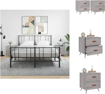 Produktbild von vidaXL Nachttische 2 Stk. Grau Sonoma 40x35x47,5 cm Holzwerkstoff - Nachttische