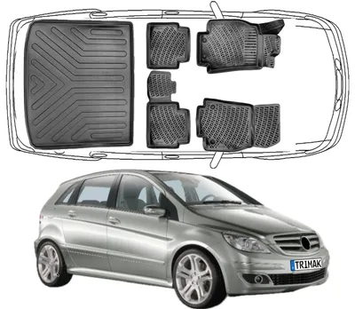 Produktbild von 3D Auto Fußmatten & Obere Kofferraumwanne Set Kompatibel mit Mercedes B-Klasse T 245 2005 - 2011