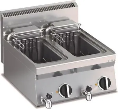 Obrázek produktu pro Elektrická dvojitá fritéza s vypouštěcím kohoutem - 2 x 10 litrů, stolní model, 12 kW