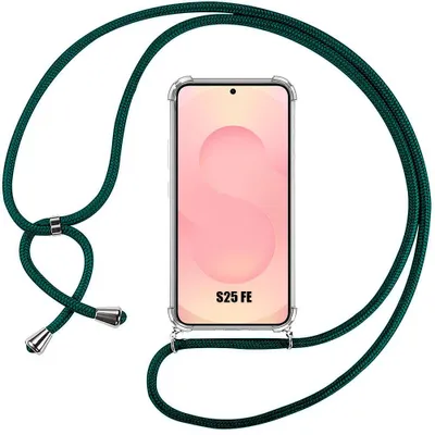 Image de Coque pour Samsung Galaxy S25 FE, Protection Renforcé Transparente Souple avec Cordon Vert Nuit