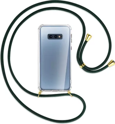 Produktbild von Handykette Backcover-Schutzhülle mit Band (Metall goldfarben) für Samsung Galaxy S10e - dunkelgrün